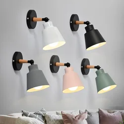Nordic solid wood bedroom wall lamp modern minimalist Macaron LED wall lamp creative living room corridor bedside wall lamp