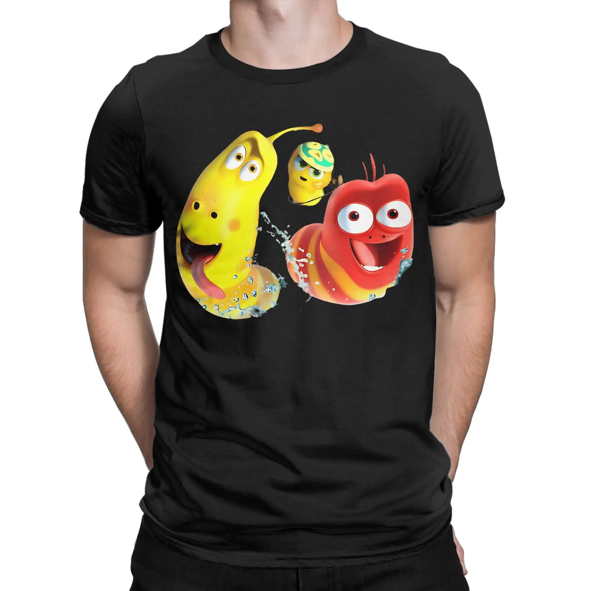 Squish‑Form Fantasy classicFunny Graphic 100% Cotton T-Shirt Larva Tees Tops For Men