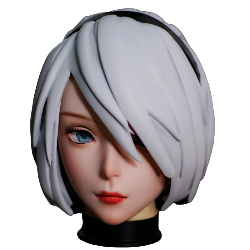 (B520) Máscara de cabeza completa personalizada de silicona hecha a mano con carcasa trasera fiesta travesti silicona Anime Kigurumi máscara de Cosplay