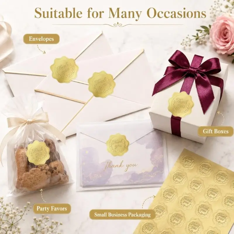 31BA Decorative Gold Closure Labels Sticker Set for Card Sealing and Gift Wrap Use
