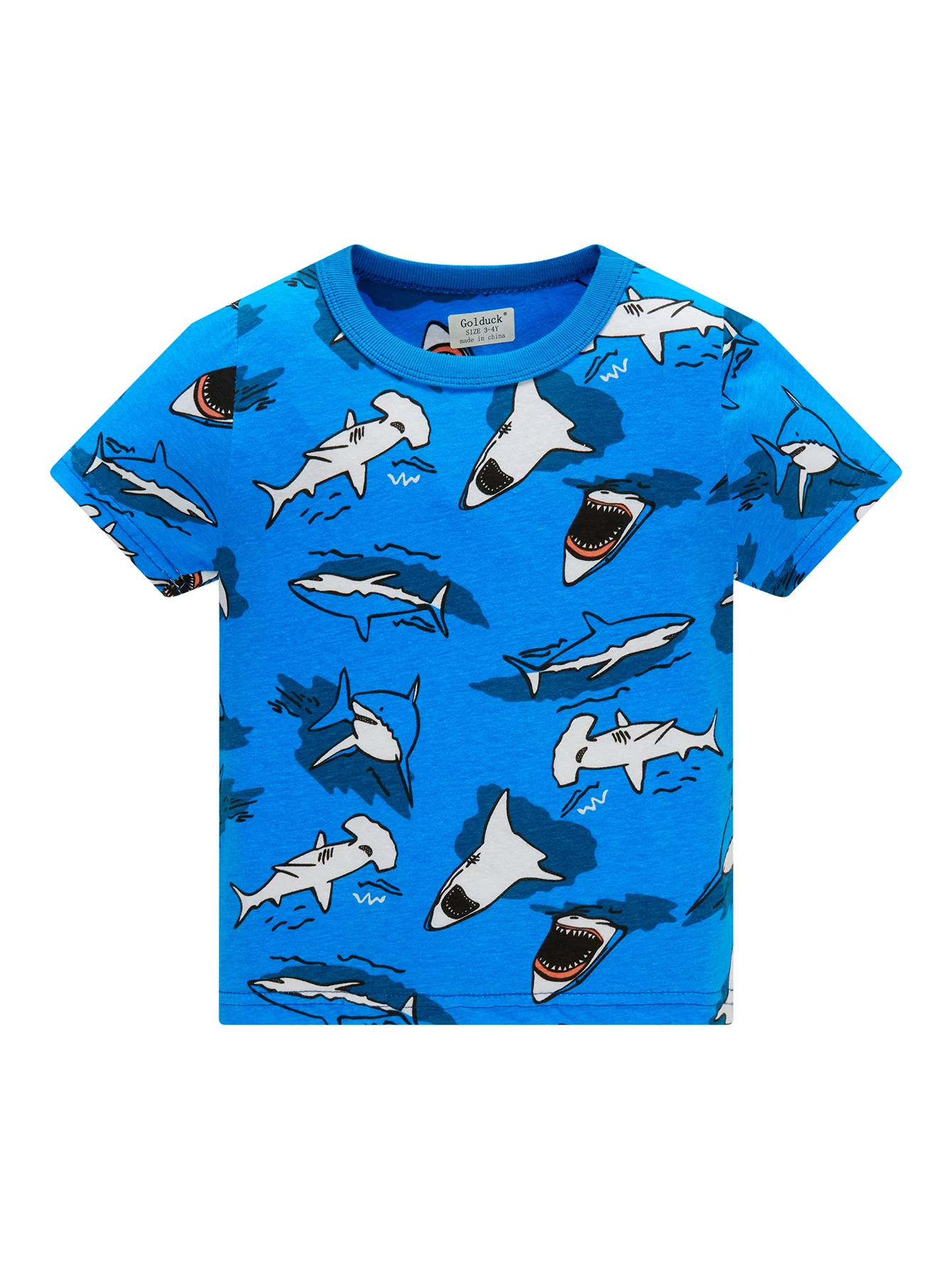 Jungen-Pyjama-Set aus 100 % Baumwolle, Cartoon-Haifisch, voll bedruckt, leicht, atmungsaktiv, Sommer-Pyjama-Shorts-Set für Kleinkinder von 1–8 Jahren – Detail 4