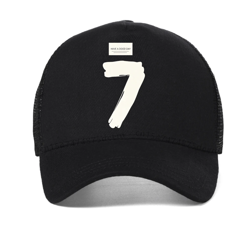 

have a dood day baseball cap Minimalist style Prominent number 7 print caps fashion casual mesh breathable Snapback hats
