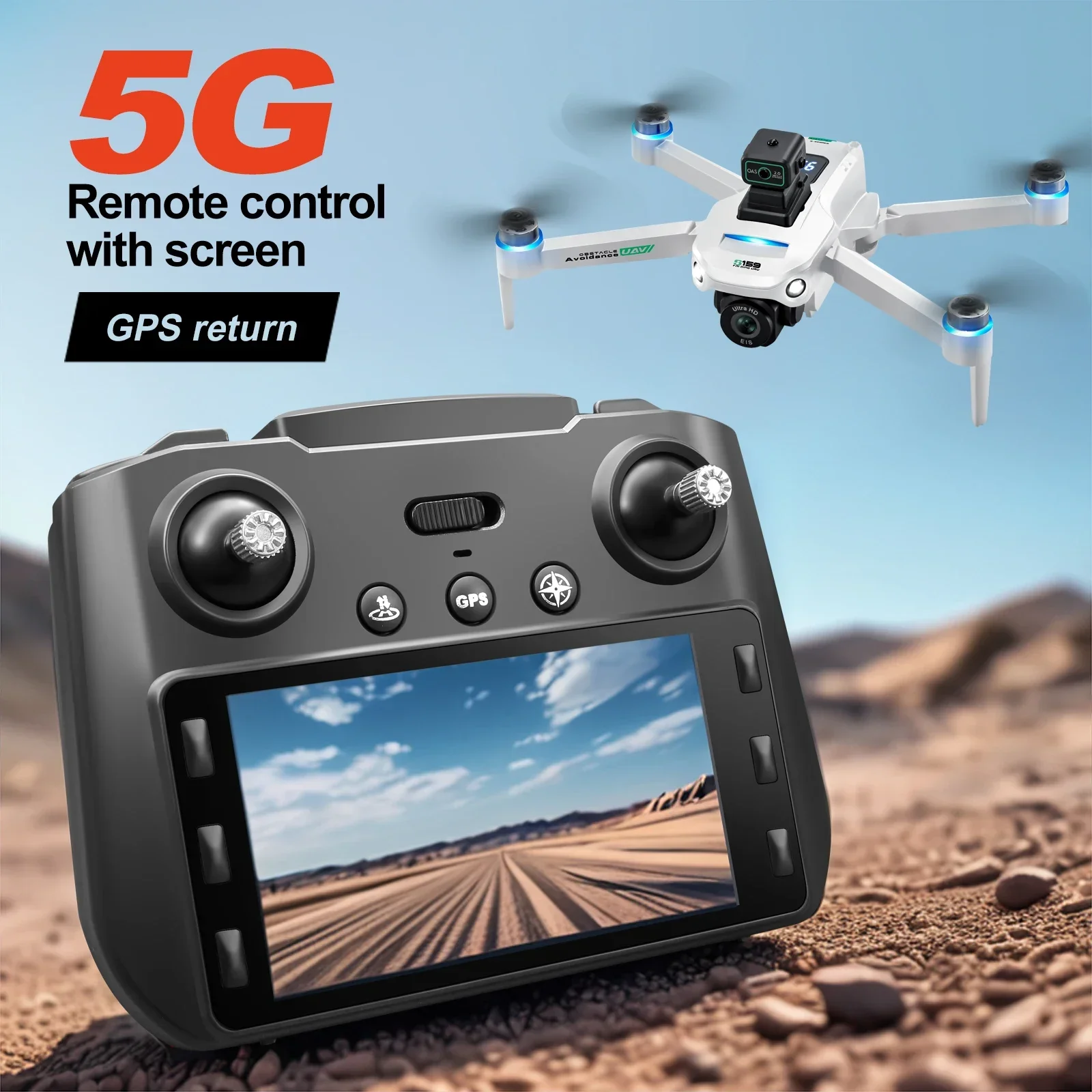 S159 GPS Rc Drone 5G Professional 8K HD Aerial Photography Dual-Camera Omnidirectional Obstacle Avoidance Drone with Screen