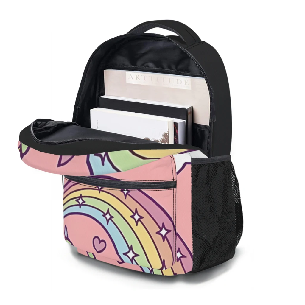 New Fashionable  Unicorn Narwhal Girl Dreams On Cloud With Rainbow Backpack Bag Large Capacity Trendy Book Bag 17inch