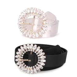 2023 Hot Selling Women's Belt Luxury Horse Eye Glass Diamond Inlaid Japanese Buckle Women's Personalized Belt