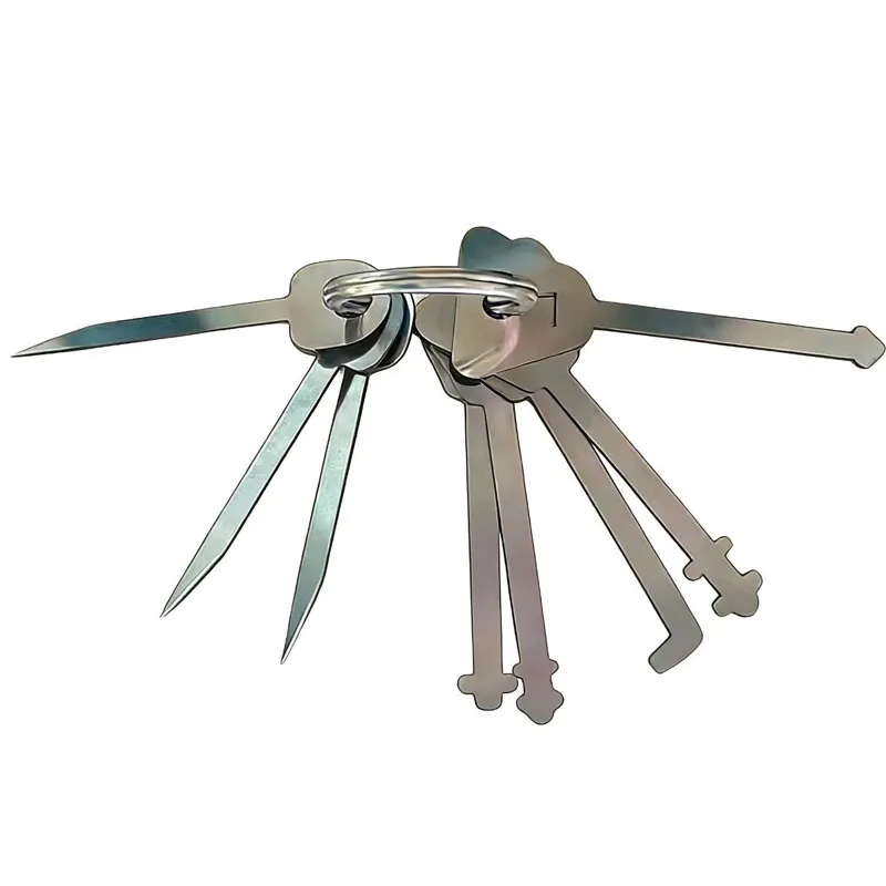 5PCS 8PCS Stainless Steel Master Keys Sturdy Durable Skeleton Lock Hook Lock Pick Installation Rust proof Open Door Key Set