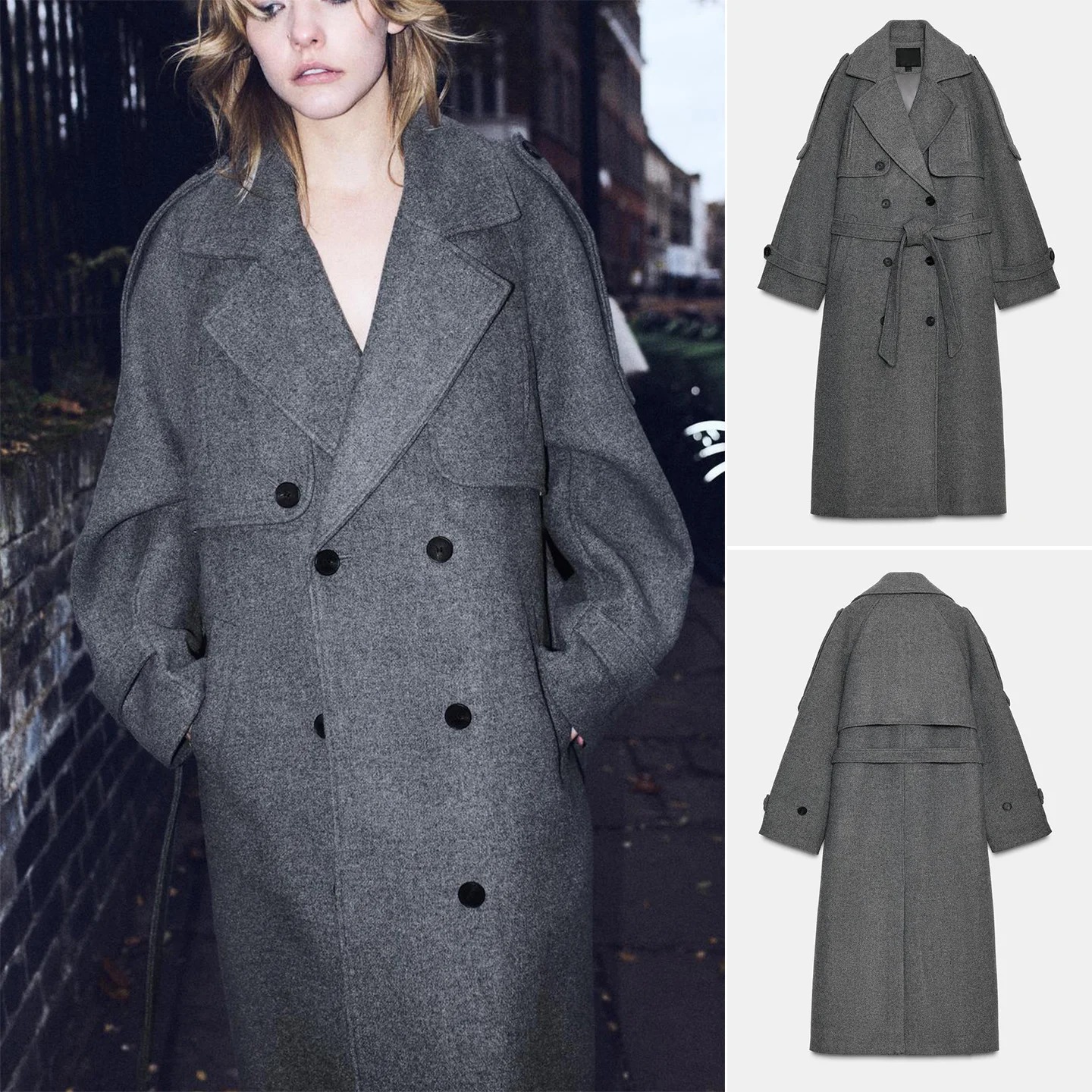 

Новое зимнее женское повседневное пальто с длинным воротником-свеком и поясом, двубортное пальто из полиэфирного волокна 00% Faion, верхняя одежда