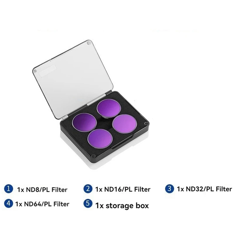 ND Filter Set For DJI Osmo Action 4 ND8/PL ND16/PL ND32/PL ND64/PL Filters Kit Action Camera Accessories