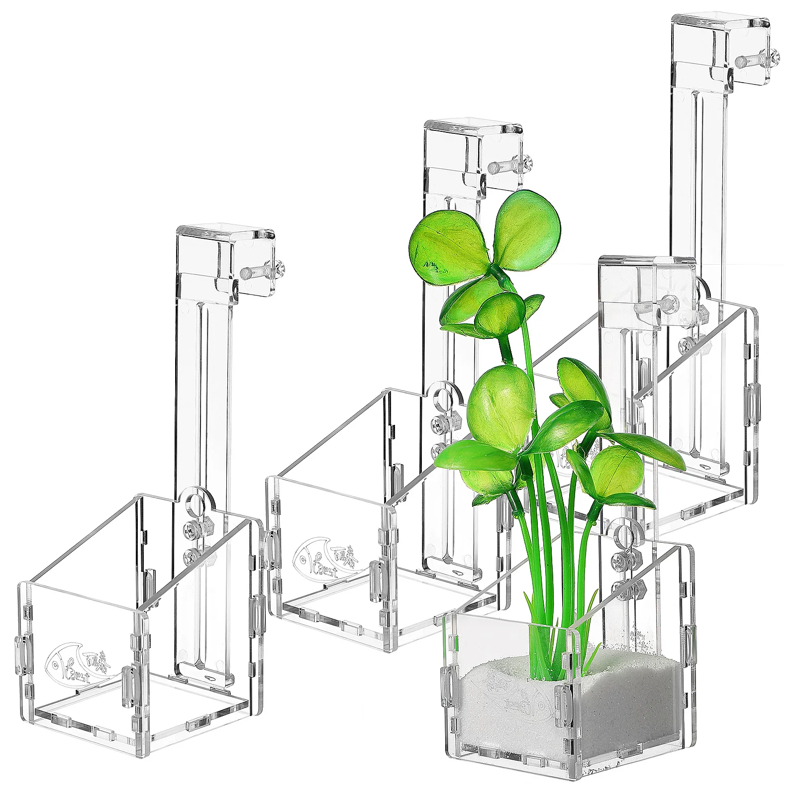 

4Pcs Clear Aquarium Plant Holders Acrylic Fish Tank Plant Cup Easy Install Hanging Aquatic Planter for Fish Tank Decoration