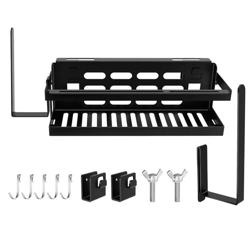 

Seasoning Organizer Rack Hooks Included Barbecue Seasoning Organizer Indoor Outdoor BBQ Tools Organizing Shelf Rustproof For Oil