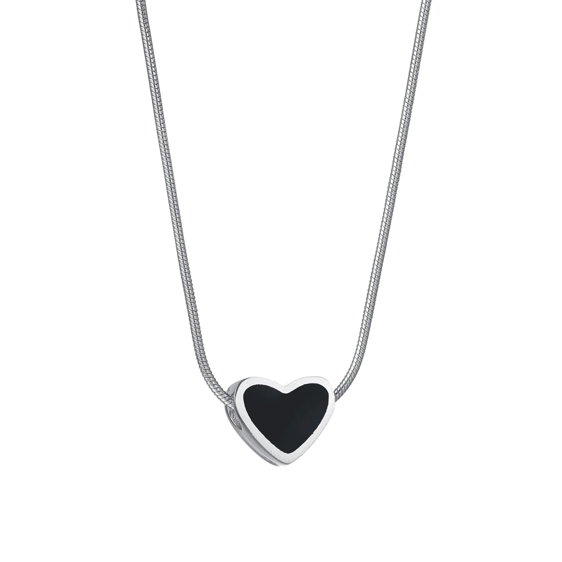 Love Heart Pendant Necklace for Women Trend Aesthetic Front Red Back Black Color Chain Collar Choker Party Jewelry Birthday Gift
