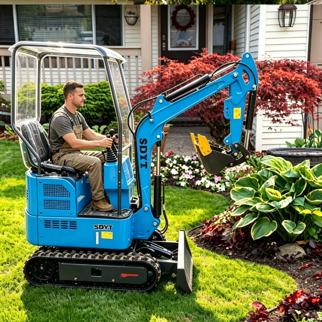 High Efficiency Customized Mini Excavator 1.2 T with Hammer Ripper Bucket Attachments Mini Excavator for Orchard Digging