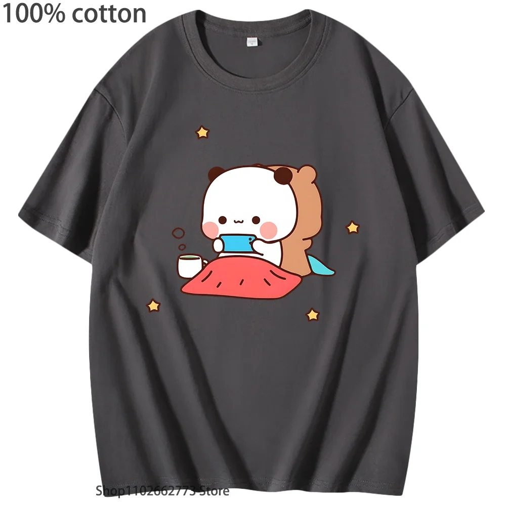 Koszulki Bubu Dudu dla nastolatek, koszulki z kreskówkową pandą, odzież damska, męska koszulka letnia na co dzień, koszulka 100% bawełna, koszulka damska