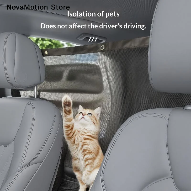 [NM]Car Pet Barrier Net Dog Safety Isolation Net For Vehicles Universal Fit Breathable Mesh Pet Travel Barrier For Back Seat[NM]