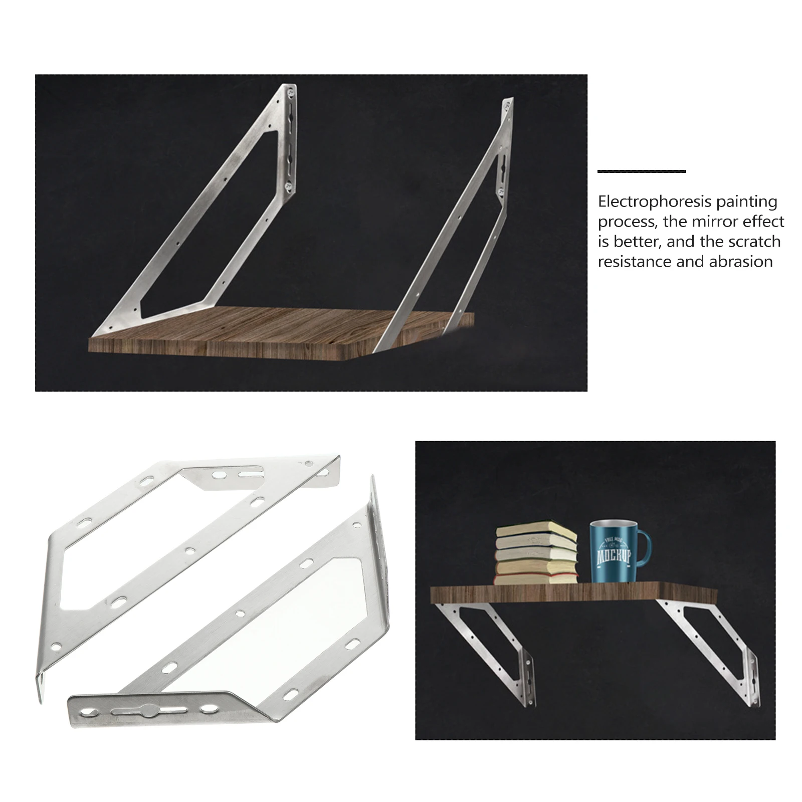 

4Pcs Stainless Steel Universal Angle Bracket Corner Shelf Fixed Brackets Multi-Hole Polished Support for Home Office Kitchen