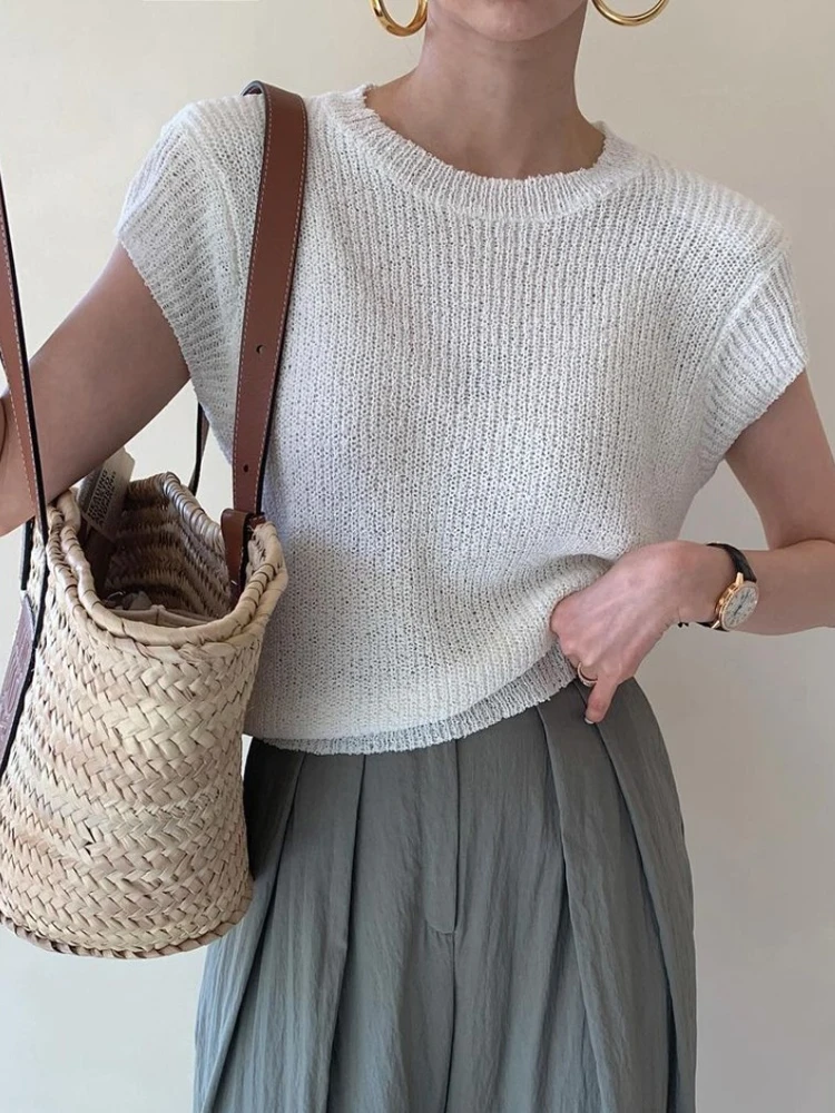 

Slimming Effect Knitted ort Sve Women's Top Thin round Ne Base irt Versatile Design Korean Sle Commute Faion