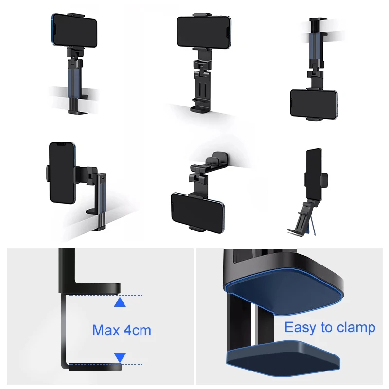 Multifunction Phone Holder Travel Stand 360 Rotate Foldable Bracket Adjustable Headphone Holder Tablet Stand Mount in Car Clip