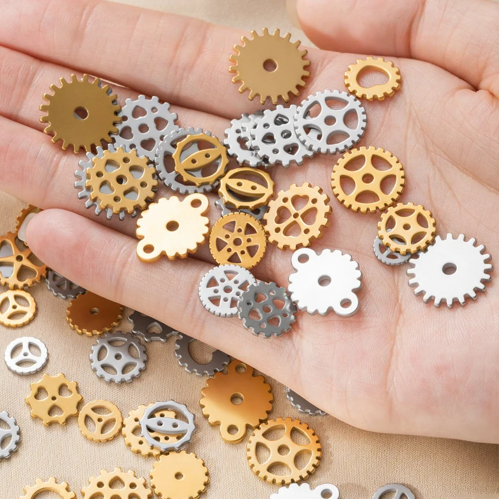 20g Stainless Steel Vintage Random Punk Clock Gear Watch Charms Mechanical Steampunk Pendant For DIY Jewelry Making Accessories