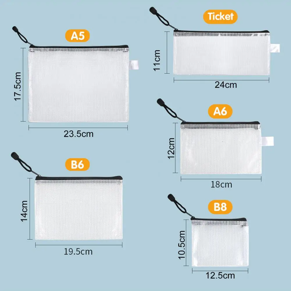 Soporte para archivos de 12 piezas, bolsa transparente con cremallera para la escuela y la Oficina