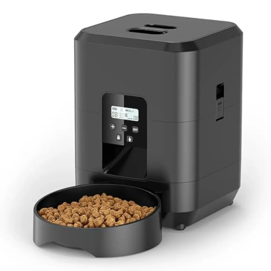 

Умная автоматическая кормушка для кошек и собак на 2 л с Wi-Fi управлением, дозатор сухого корма с миской и настройкой порций по времени, белая