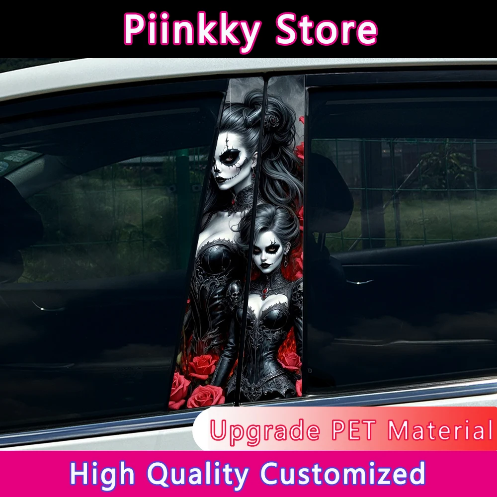 Gothic Skull Sticker B-pillar Sunscreen DIY Auto Center Column Cover Scratches Car Stickers Cartoon Decoration Accessories