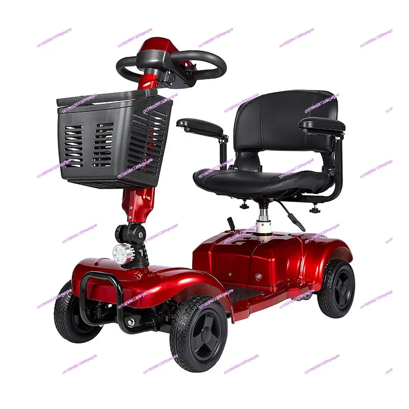 Folding Electric Kick Scooter for Elderly and Disabled, Armrest Seat, Adults, 4 Wheels,