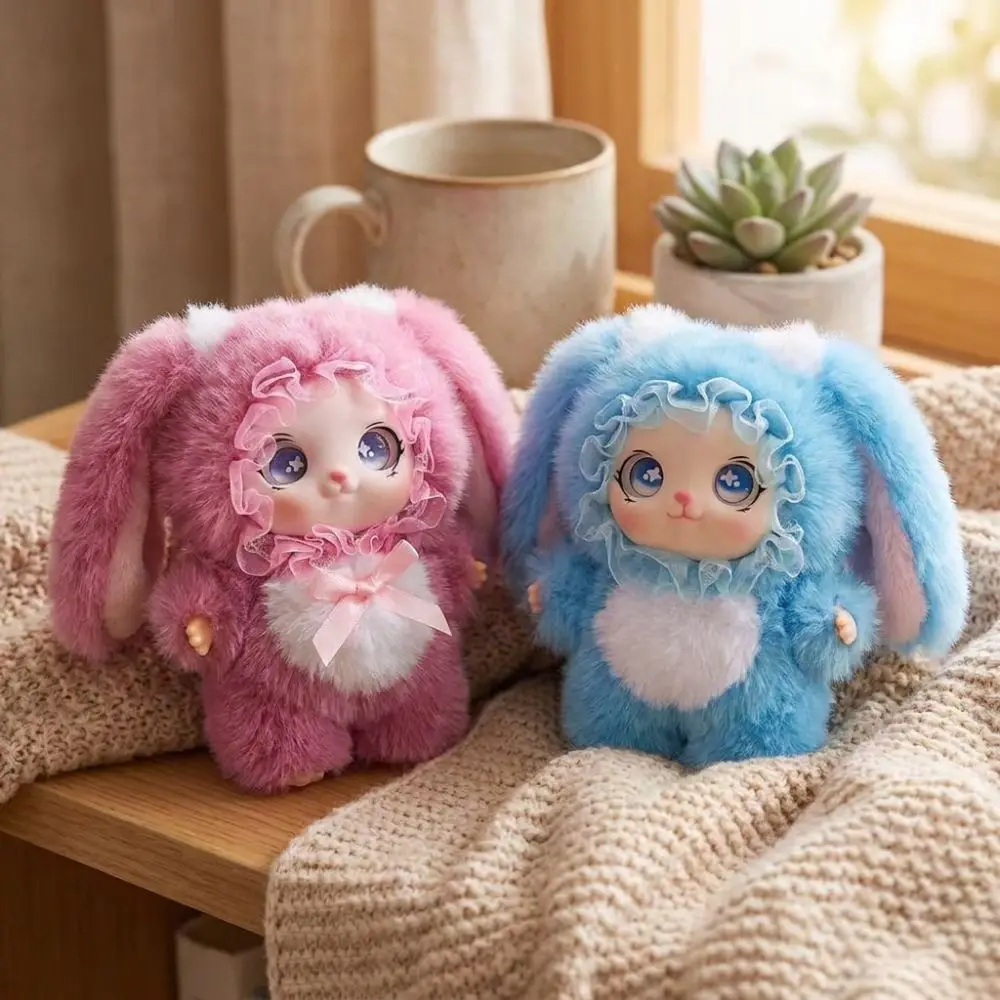 Exquisite Vinyl Face Rabbit Pendant Bowknot Adorable Rabbit Keychain Big Eyes Soft Stuffed Animal Car Ornament