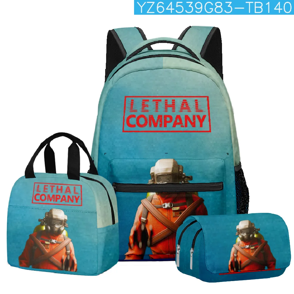 Trendy Popular Funny New Lethal Company 3D Printed 3pcs/Set Student School Bags Laptop Daypack Backpack Lunch bag Pencil Case
