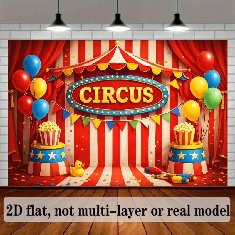 Circus Carnival Tapestry - Vintage Big Top Tent Party Decor, Colorful Balloon & Popcorn Wall Art, Kids Room, Multiple Sizes
