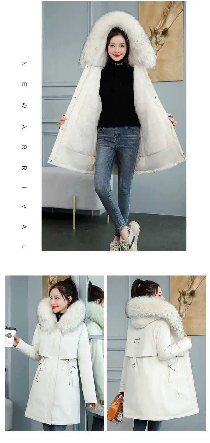 Thicken Parkas 8XL New Winter Jacket Casual Long Coat Wool Liner Hooded Parkas With Fur Collar Female Cotton Warm Snow Outwear