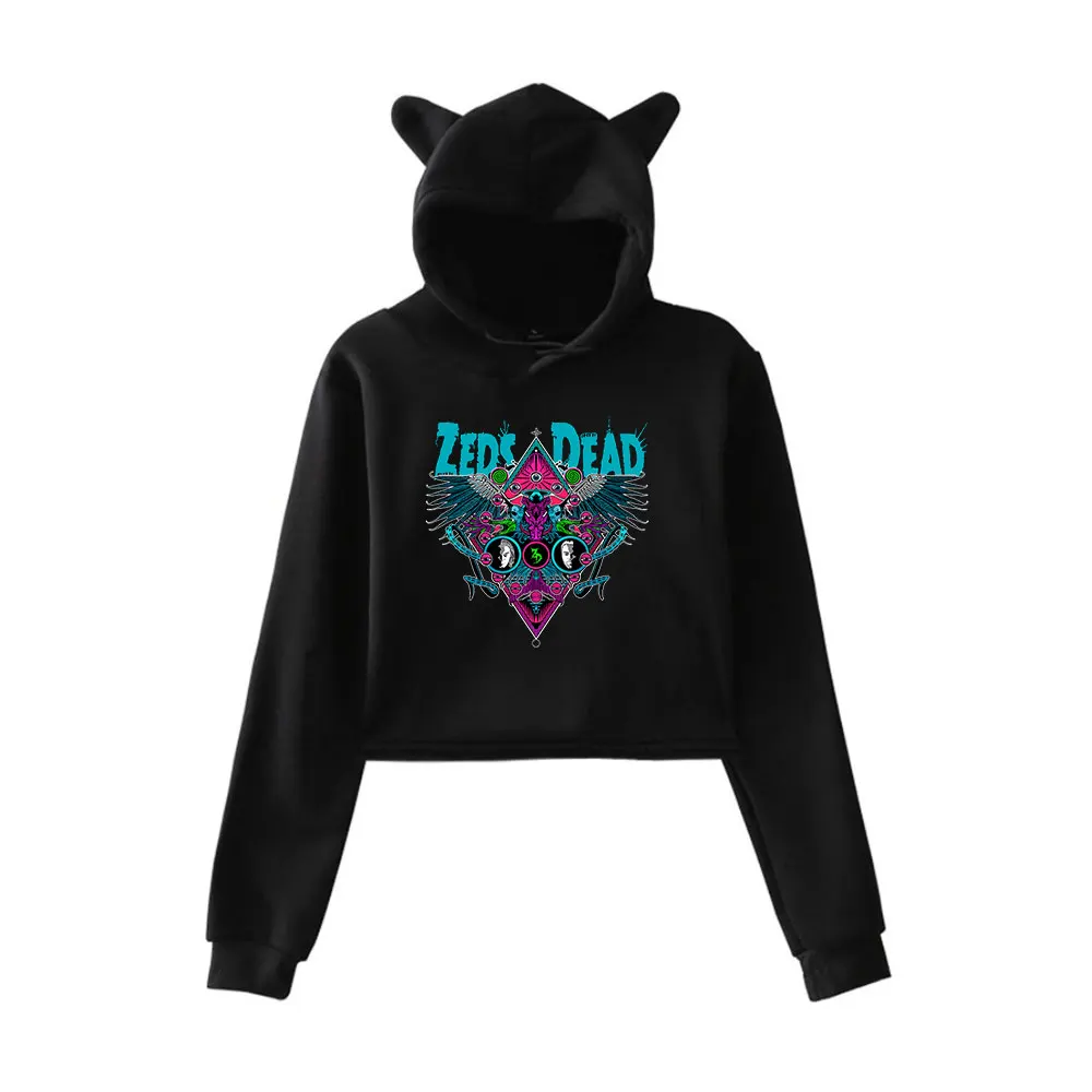 Zeds Dead Altered StatesTour Hoodie Vintage 90s Streetwear Merch Hoodies Sports Sweatshirts for Girls Cat Ear Crop Pullover