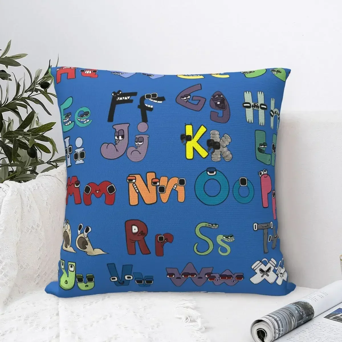 Villain Letter Abc Square Pillow Case Boys Matching Evil Alphabet Lore Cushion Cover Zipper Decor Pillowcase for Living Room