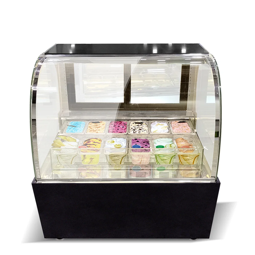 

Commercial Bakery Glass Display Cabinet Stand Popsicle Sticks Ice Cream Cake Display Showcase Air Cooling Gelato Freezer