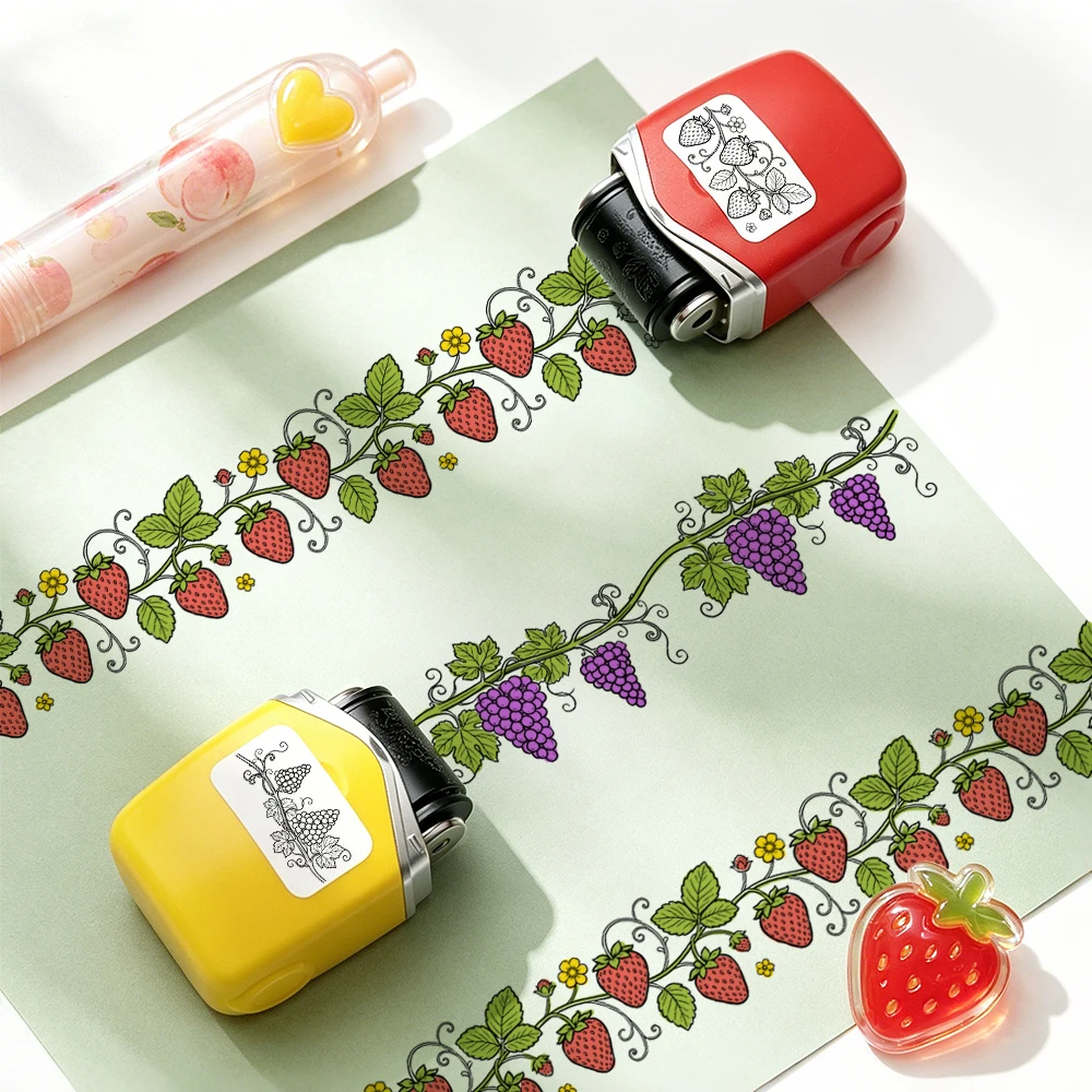 Picture 4: 1 rolling stamp with strawberry /grape patterns. Suitable for scrapbooking, card making, photo albums, note taking