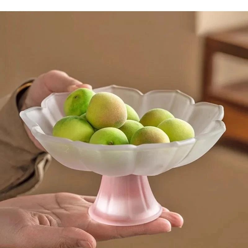 Glass High Leg Shaped Fruit Plate Living Room Beauty Snack Nut Dim Sum Candy Plates Household Products