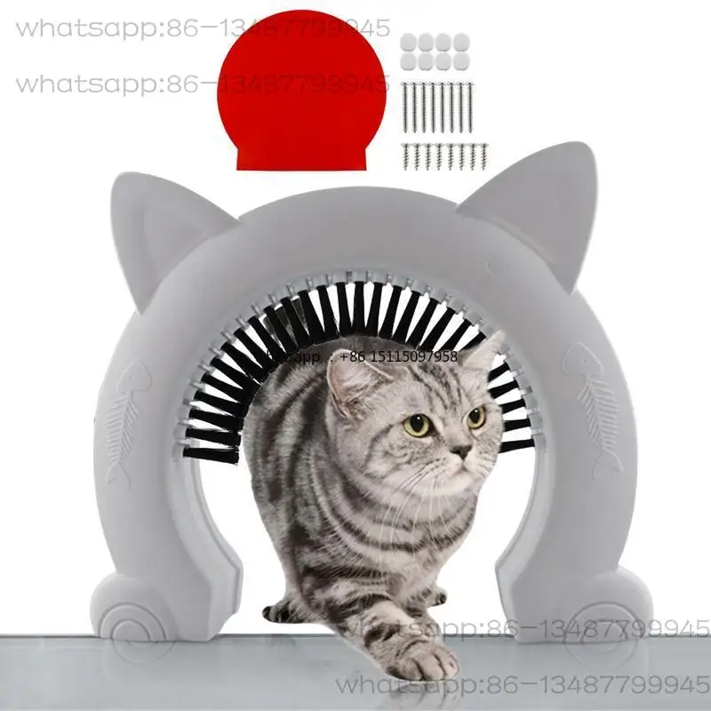 Pet Cat Dog Door Hole Access Direction Controllable Toy For Pet Training Dog Cats Kitten ABS Pet Gate Door Kit with Clean Brush