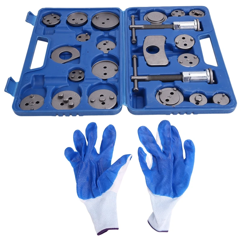 Brake Caliper Compression Tool Set Thrust Bolt Assemblies Retaining Plates Caliper Hangers Disc Adapters With Gloves