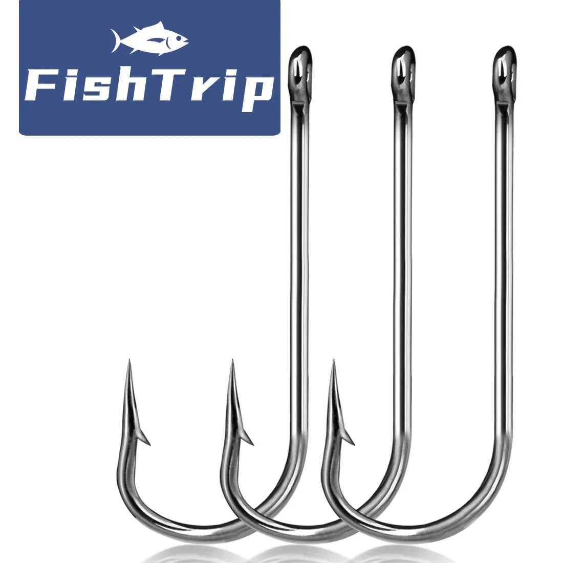 FishTrip Anzuelos de vástago largo con púas para vinilo en agua salada