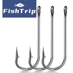 FishTrip Anzuelos de vástago largo con púas para vinilo en agua salada