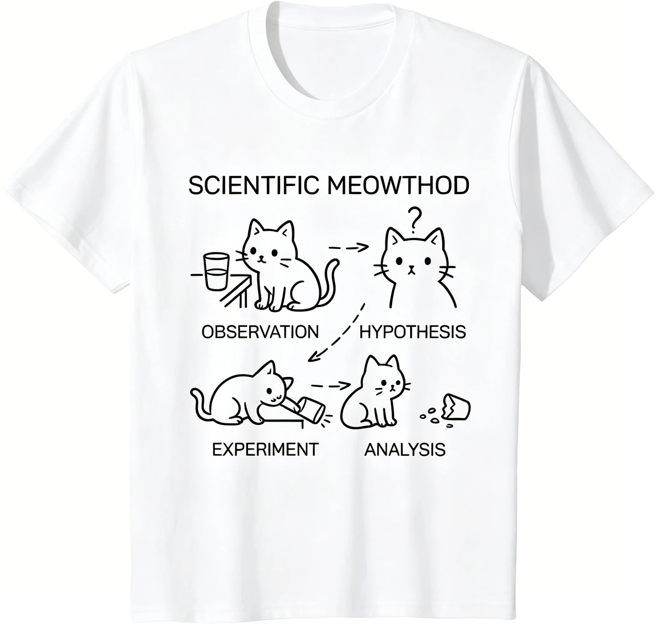 Scientific Meowthod Funny Science Cat Teacher Student Cool T-Shirt Boy Girl Kid Casual Graphic T Shirts Cotton Tee Tops
