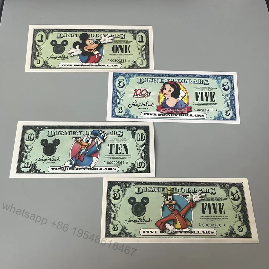 

4 models Disney paper commemorative banknote non circulating notes anime souvenir banknote cartoon 100 years anniversary card