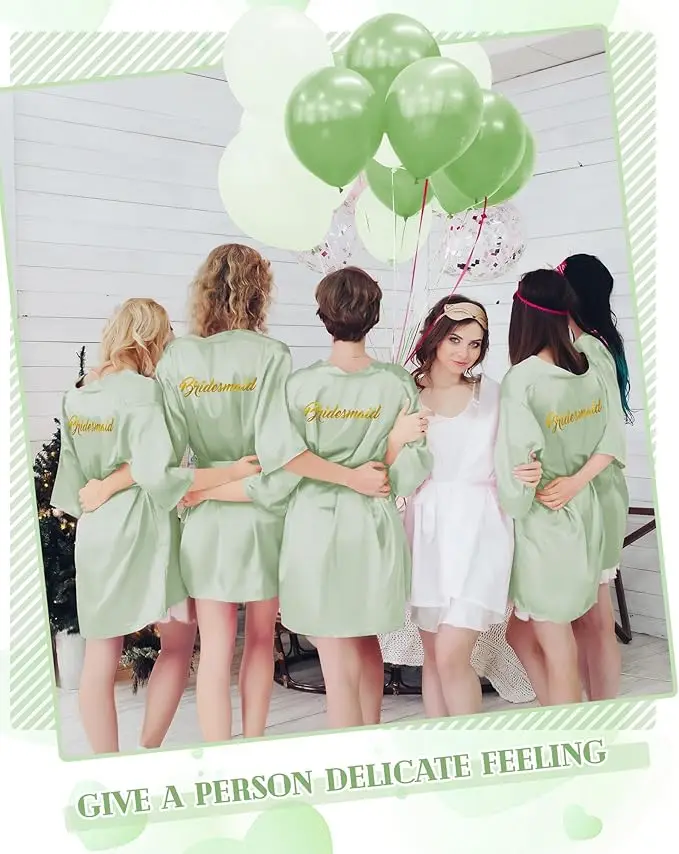 

10 Pcs Women Bride Kimono Robe Embroidered Getting Ready Satin Bridesmaid Robes for Wedding Party Bridal Shower