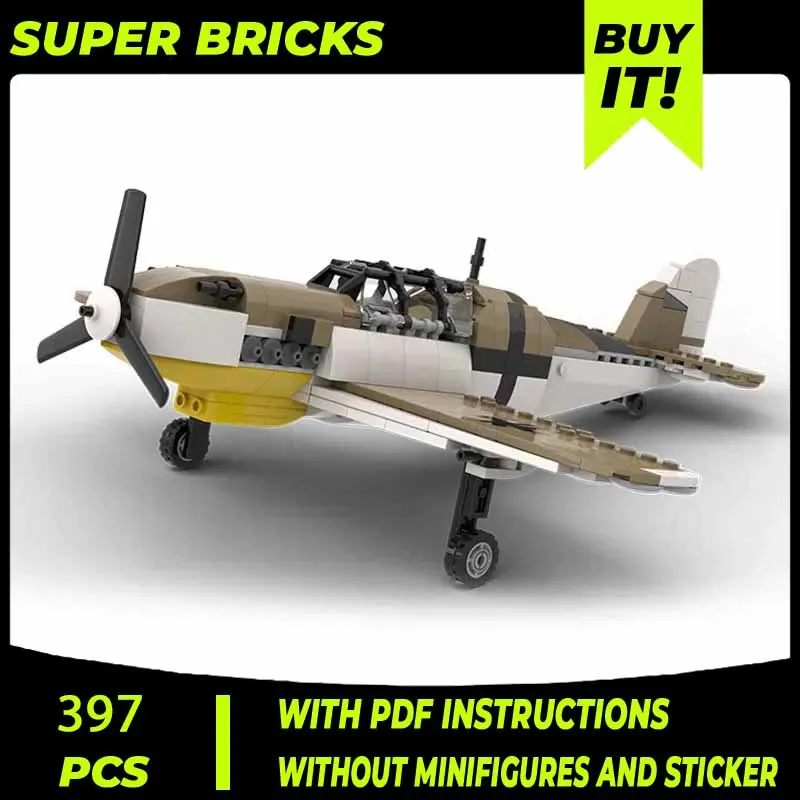 

Конструктор Moc, модель самолета, Messerschmitt Bf 109 F4, технология, модульные блоки, подарки, игрушки для детей, сборка своими руками