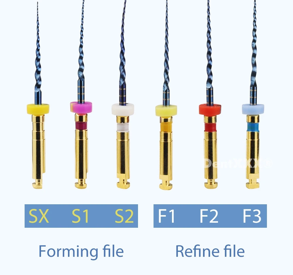 Compre 6 y Obtenga 2 Gratis: Fresas Rotatorias NiTi Azules Sx-F3, Resistentes a la Fatiga, con Conicidad Constante, Eje Flexible, Micro Fresas Endo de 19/21 mm