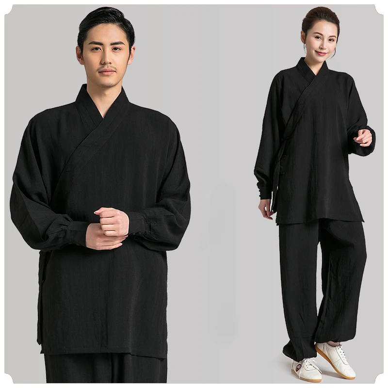 Oblique Chinese Traditional Tai Chi Uniforms Kung Fu Wu Shu Robe Unisex 12 Colors Can Custom Top And Pants