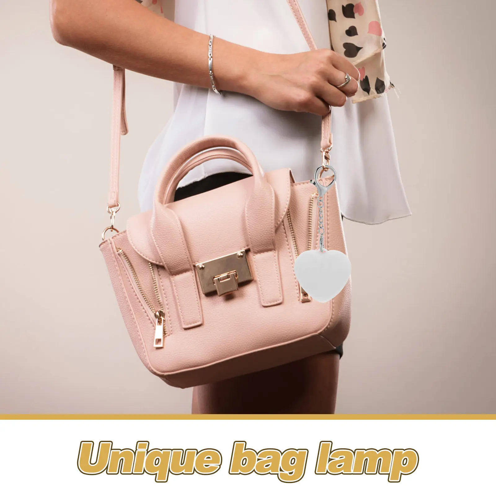 Touch Activated Mini Heart Shape Night Light Purse Light Handbag Lamp Keychain White Valentine Ambient Lighting Girls Women
