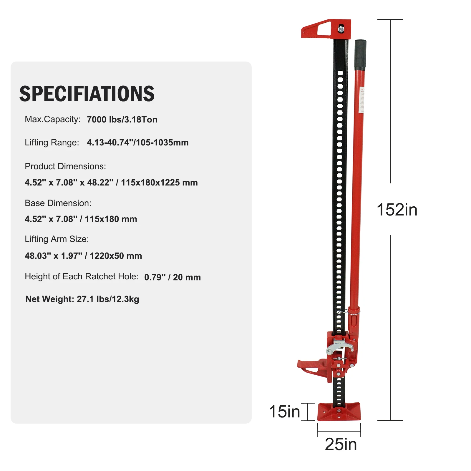 3 Ton Farm Jack, 60