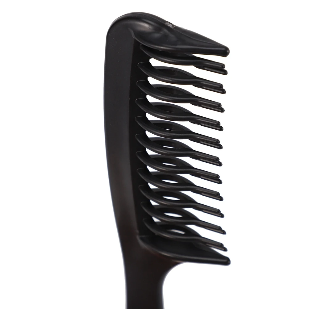 WIND FLYING 2X Black Double Row Tooth Detangler Hair Comb Shampoo Comb With Handle For Long Curly Wet Hair - view 4