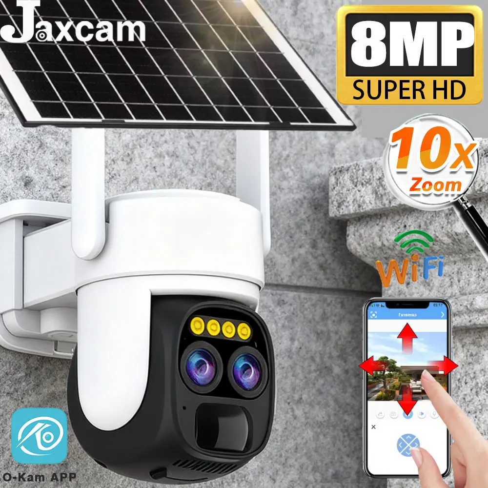 20MP 8K HD WiFi Camera 10X Zoom Four Lens Three Screen Auto Tracking Security Protection PTZ CCTV Video Surveillance