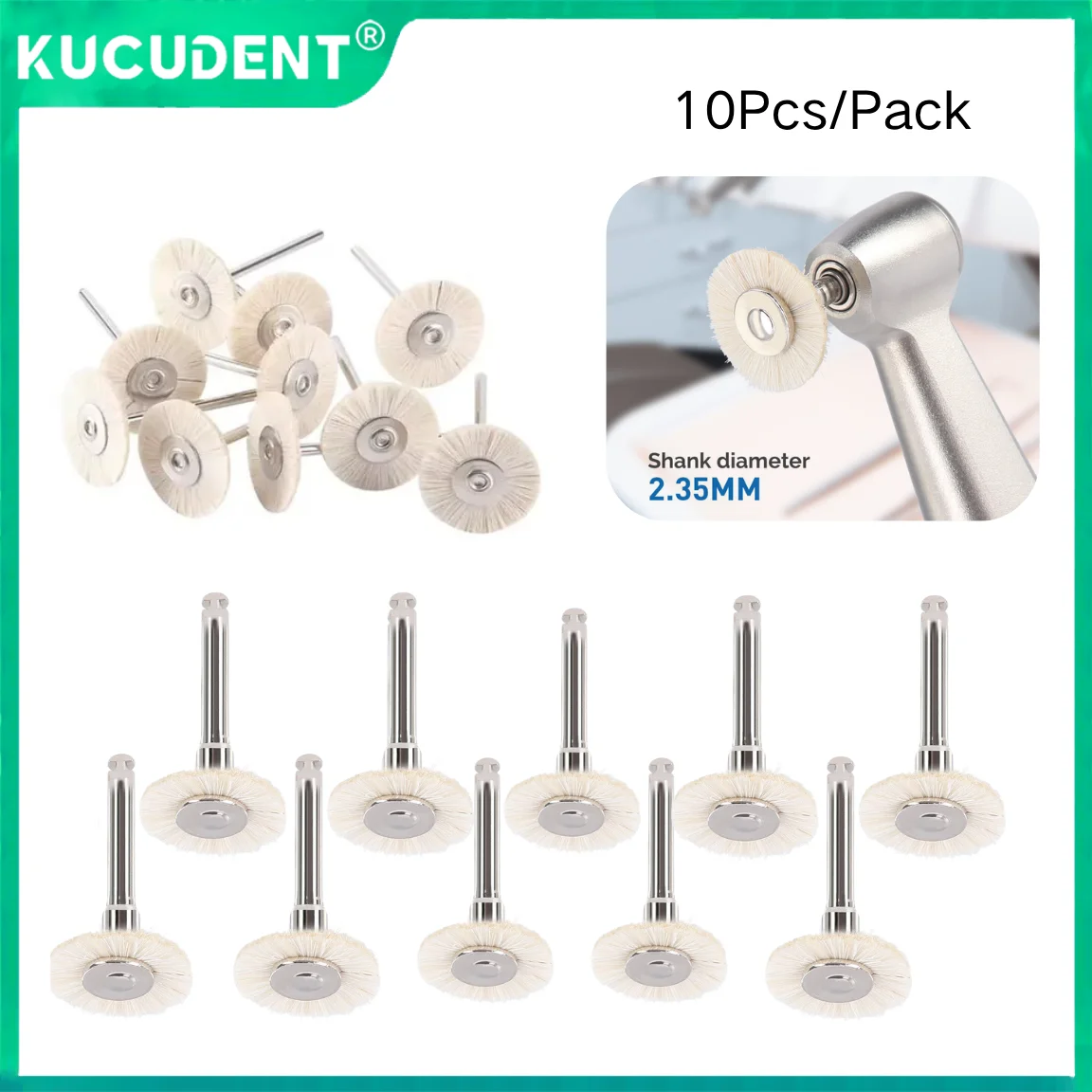 

10 шт., щетка для полировки зубов, колесо из козьей шерсти, шерстяная ткань, хлопковый фетр, полировщик зубов для низкоскоростного наконечника, шлифовка для стоматологии